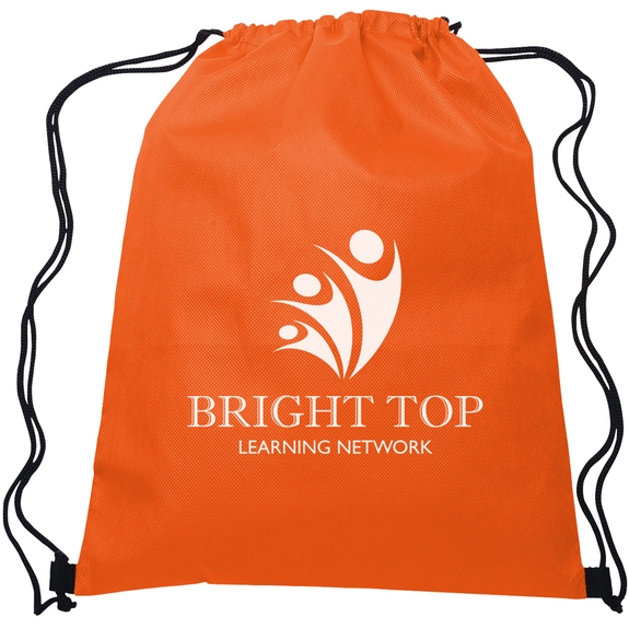 Orange - Non-Woven Custom Drawstring Backpack 