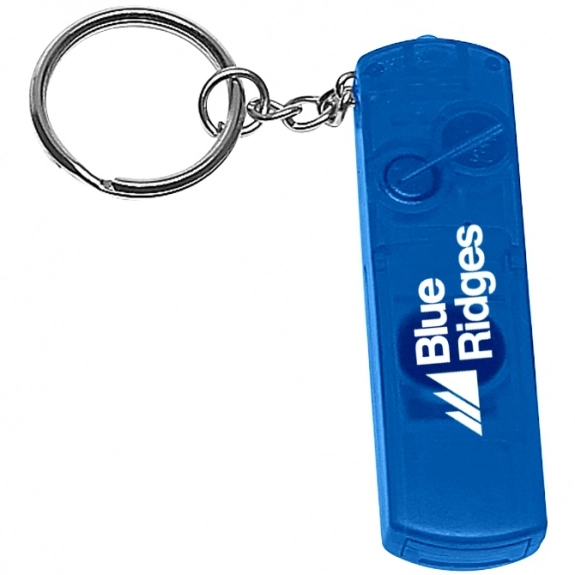 Blue Whistle, Light & Compass Logo Keychain