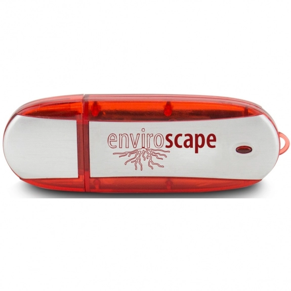Red Oblong Translucent Accent Imprinted USB Drive - 2GB