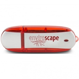 Red Oblong Translucent Accent Imprinted USB Drive - 2GB