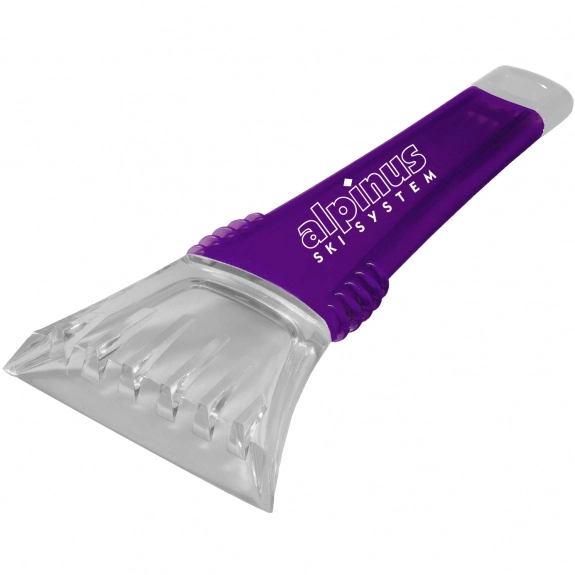Trans. Purple Promotional Ice Scraper w/ Clear Blade - 7"