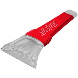 Red Promotional Ice Scraper w/ Clear Blade - 7"