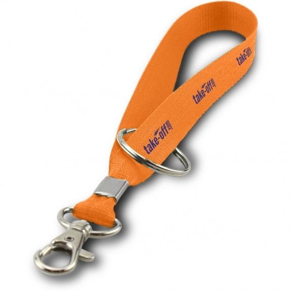 Orange Wristlet Custom Lanyards w/ Keychain - .5"w