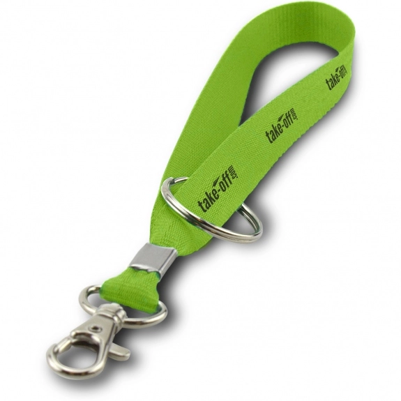 Lime Green Wristlet Custom Lanyards w/ Keychain - .5"w