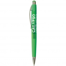 Green - Translucent Promotional Ballpoint Pen w/ Metal Clip