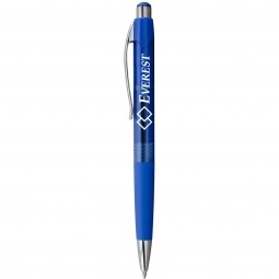 Blue - Translucent Promotional Ballpoint Pen w/ Metal Clip