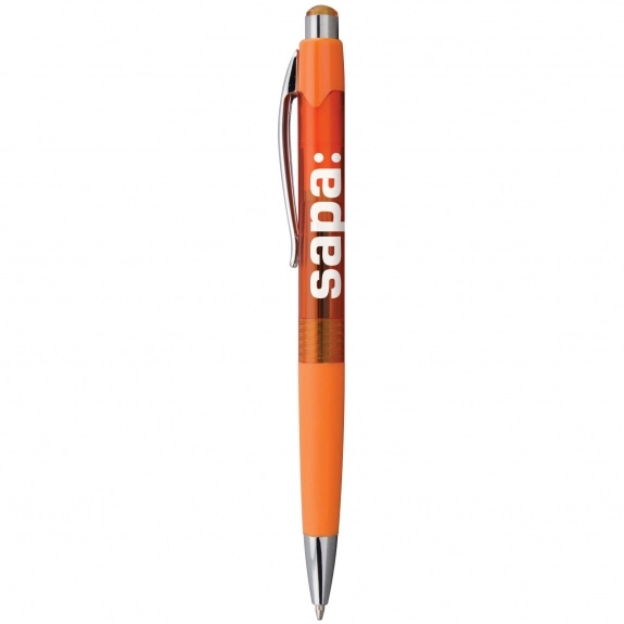 Orange - Translucent Promotional Ballpoint Pen w/ Metal Clip