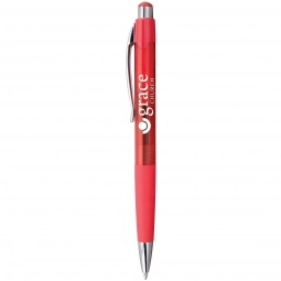 Red - Translucent Promotional Ballpoint Pen w/ Metal Clip