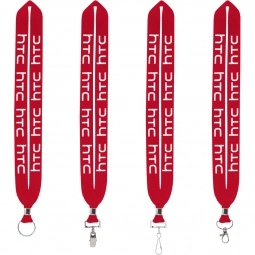 Red Crimped Polyester Custom Lanyards - 1"w