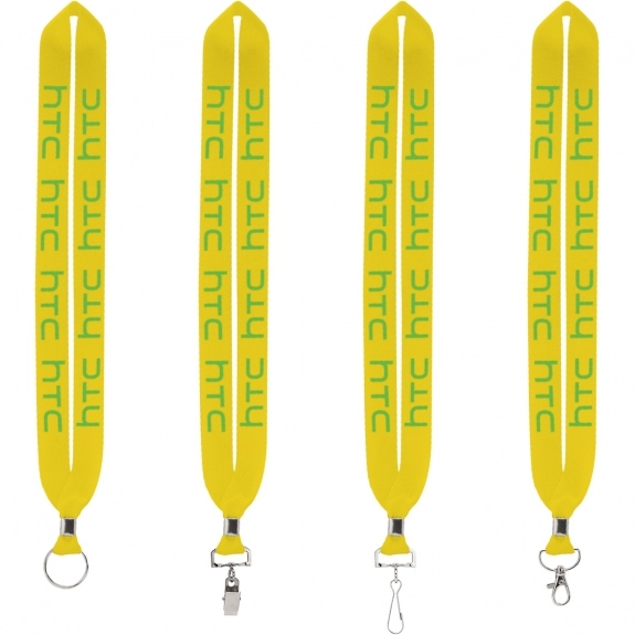 Yellow Crimped Polyester Custom Lanyards - 1"w