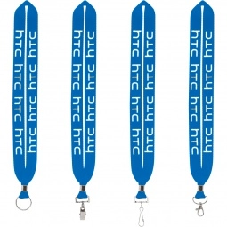 Electric Blue Crimped Polyester Custom Lanyards - 1"w