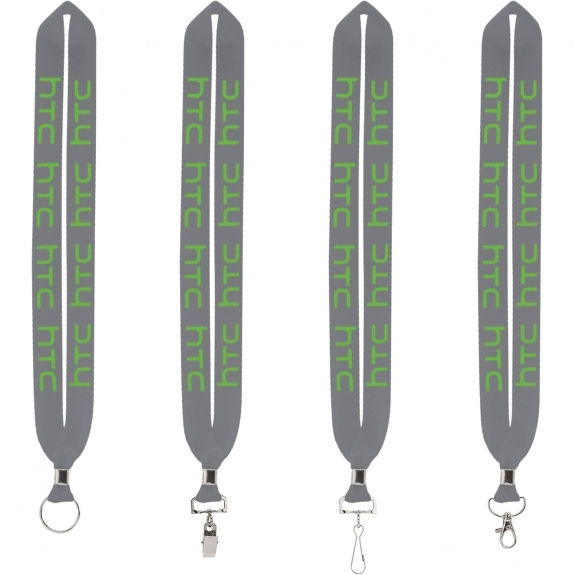 Cool Gray Crimped Polyester Custom Lanyards - 1"w