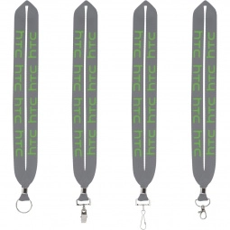 Cool Gray Crimped Polyester Custom Lanyards - 1"w