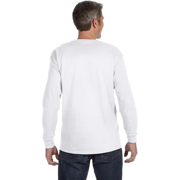 Back Gildan&#174; Long Sleeve Logo T-Shirt - White
