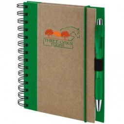Green Recycled Colored Spine Promotional Notebook - 5.5"w x 7"h