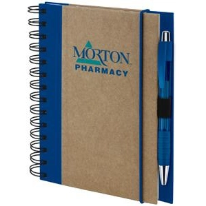 Blue Recycled Colored Spine Promotional Notebook - 5.5"w x 7"h
