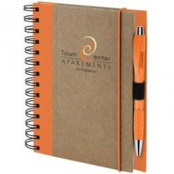 Orange Recycled Colored Spine Promotional Notebook - 5.5"w x 7"h