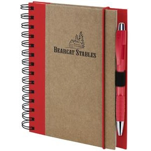 Red Recycled Colored Spine Promotional Notebook - 5.5"w x 7"h