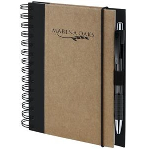 Black Recycled Colored Spine Promotional Notebook - 5.5"w x 7"h