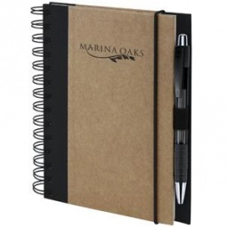 Black Recycled Colored Spine Promotional Notebook - 5.5"w x 7"h