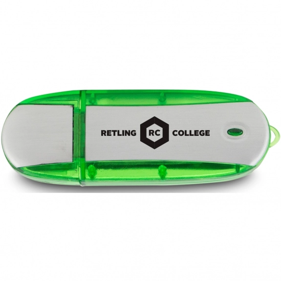 Green Oblong Translucent Accent Imprinted USB Drive - 4GB