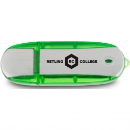 Green Oblong Translucent Accent Imprinted USB Drive - 4GB
