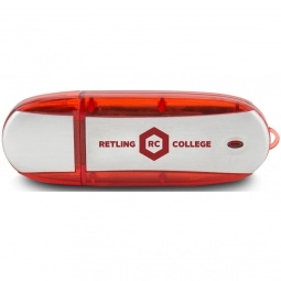 Red Oblong Translucent Accent Imprinted USB Drive - 4GB