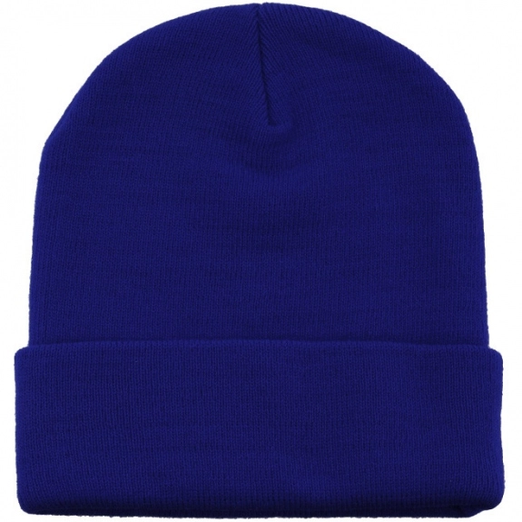 Royal Blue Super Stretch Embroidered Promotional Knit Beanie w/ Cuff 