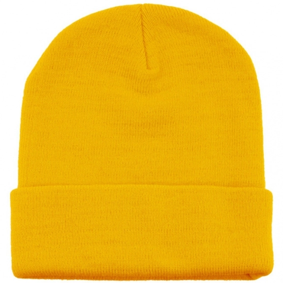 Yellow Super Stretch Embroidered Promotional Knit Beanie w/ Cuff 