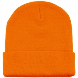 Orange Super Stretch Embroidered Promotional Knit Beanie w/ Cuff 