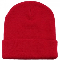 Red Super Stretch Embroidered Promotional Knit Beanie w/ Cuff 