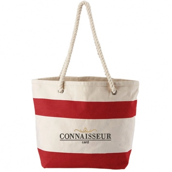 Red Cotton Canvas Custom Boat Tote w/ Rope Handles 