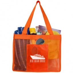 Orange Sheer Striped Custom Tote Bags - 16"w x 12.5"w x 6"d
