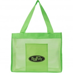 Lime Sheer Striped Custom Tote Bags - 16"w x 12.5"w x 6"d