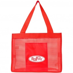 Red - Sheer Striped Custom Tote Bags - 16"w x 12.5"w x 6"d