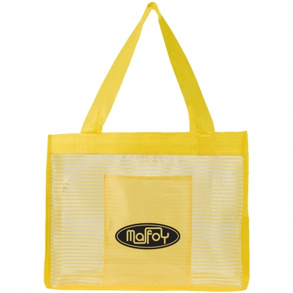 Yellow Sheer Striped Custom Tote Bags - 16"w x 12.5"w x 6"d