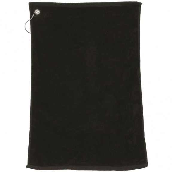 Black - Polyester Microfiber Promotional Golf Towel - 11"w x 17"h
