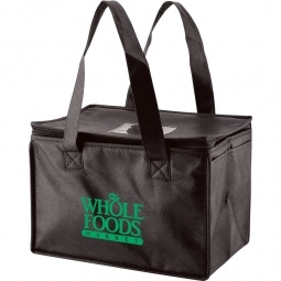 Black Non-Woven Insulated Custom Catering Tote - 12"w x 8"h x 8.5"d