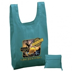 Teal - Full Color T-Shirt Style Custom Folding Tote