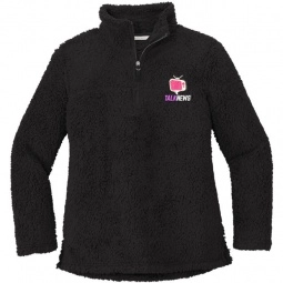 Black Port Authority Cozy 1/4 Zip Custom Fleece Jacket - Women's