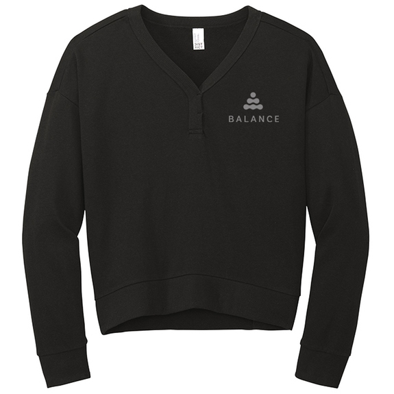 Black District&#174; Perfect Tri&#174; Branded Fleece V-Neck Sweatshirt - W