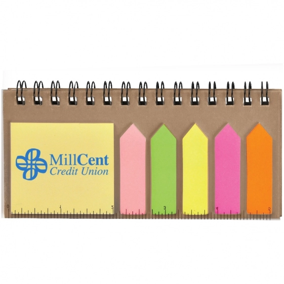 Natural Promotional Notebook w/ Self Adhesive Notes & Flags
