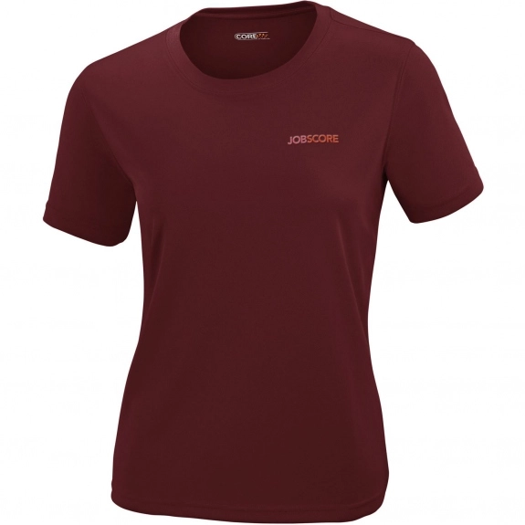 Burgundy Core365 Pace Pique Crew Neck Custom T-Shirt - Women's - Colors