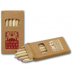 6-Pack Wooden Colored Custom Pencil Set w/ Kraft Box