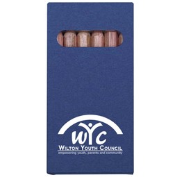 Blue 6-Pack Wooden Colored Custom Pencil Set w/ Kraft Box