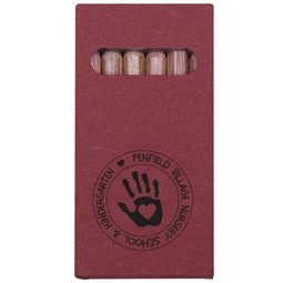 Red 6-Pack Wooden Colored Custom Pencil Set w/ Kraft Box
