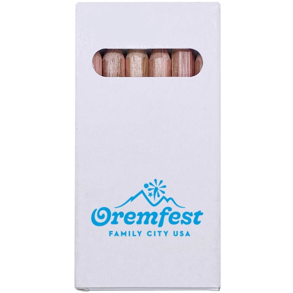 White 6-Pack Wooden Colored Custom Pencil Set w/ Kraft Box