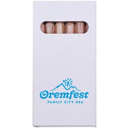 White 6-Pack Wooden Colored Custom Pencil Set w/ Kraft Box