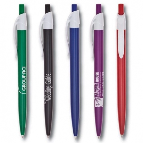 Retractable Colored Custom Pen w/ White Clip
