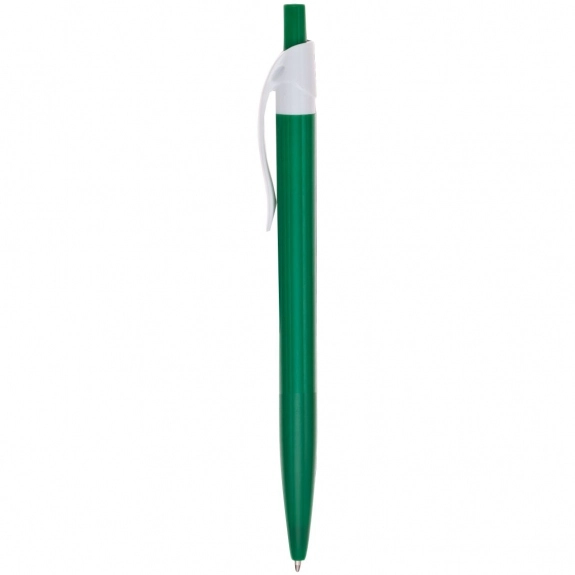 Green Retractable Colored Custom Pen w/ White Clip